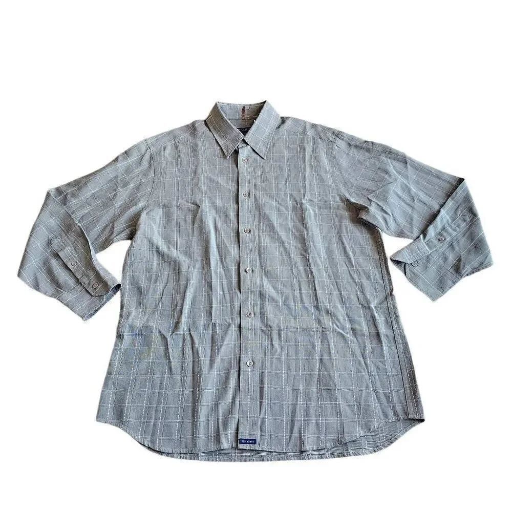 Ted baker London mens Sz 4 L gray button down long sleeve dress shirt